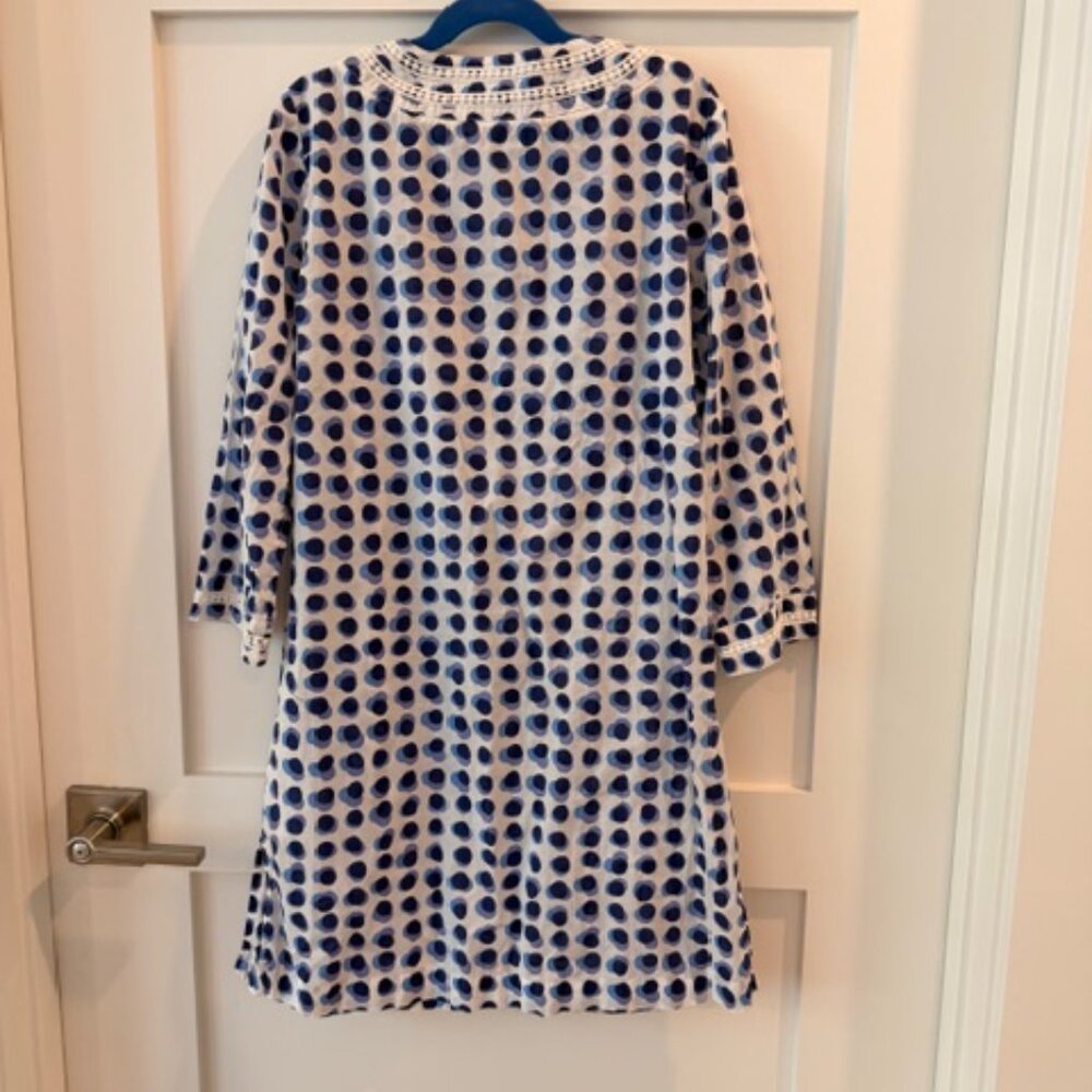 Womens Boden Blue and White Polka Dot Beach Coverup, 2R - Picture 2 of 5